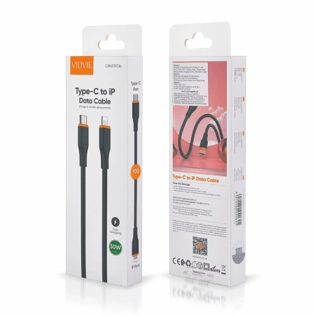 Kabel TYP-C - iPhone Lightning 1m VIDVIE CB4031 30W czarny